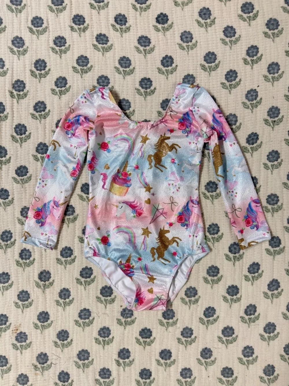 Sparkly Rainbow Long Sleeve Unicorn Gymnastics Leotard